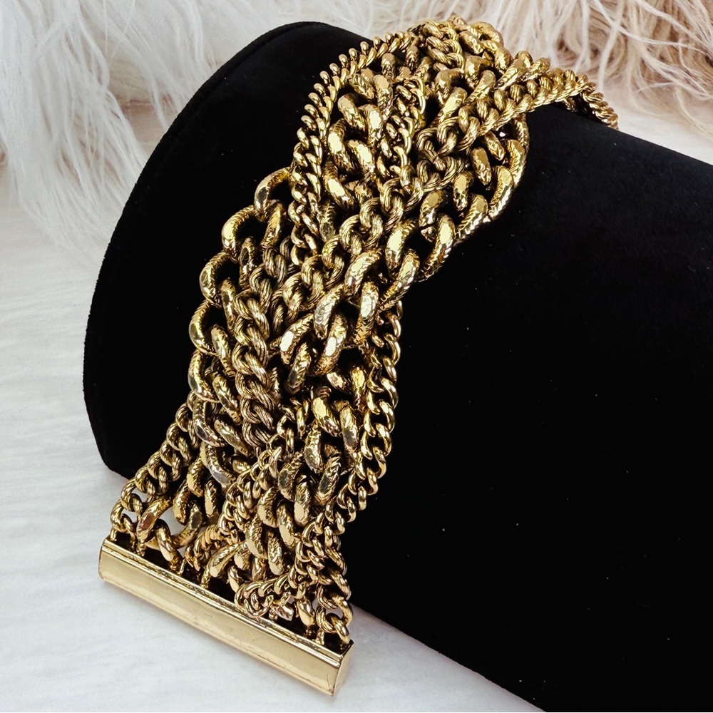 Vintage, super heavy, chunky chain, magnet closure, wide band bracelet - Picture 3 of 11